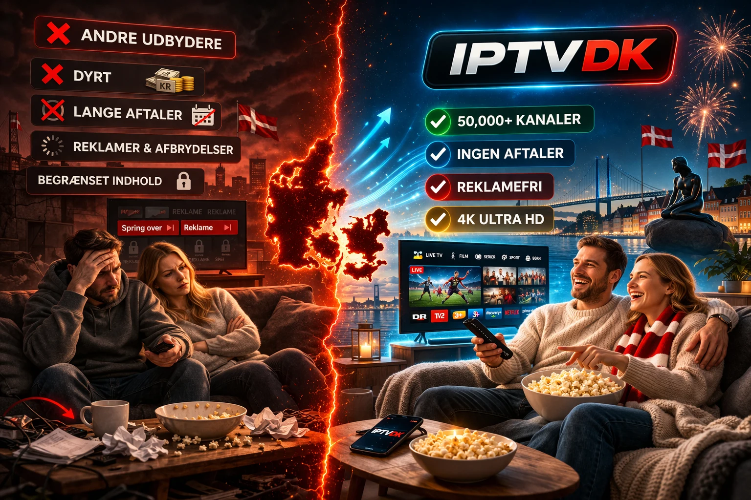Provider IPTV Danmark — 50.000+ kanaler i 4K Ultra HD